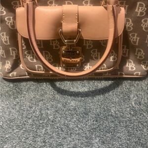 Dooney & Bourke Gray Signature Satchel with Tan Trim